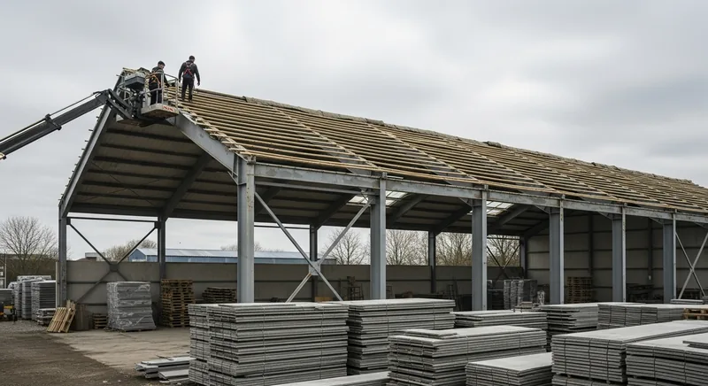 Dépose de couverture fibrociment sur un ancien atelier, Valenciennes, quartier de Dutemple